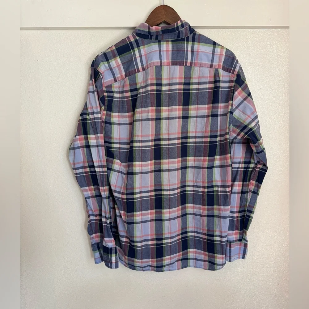 J.Crew Men’s Summer Plaid Button Down Shirt Large Cotton Casual Preppy